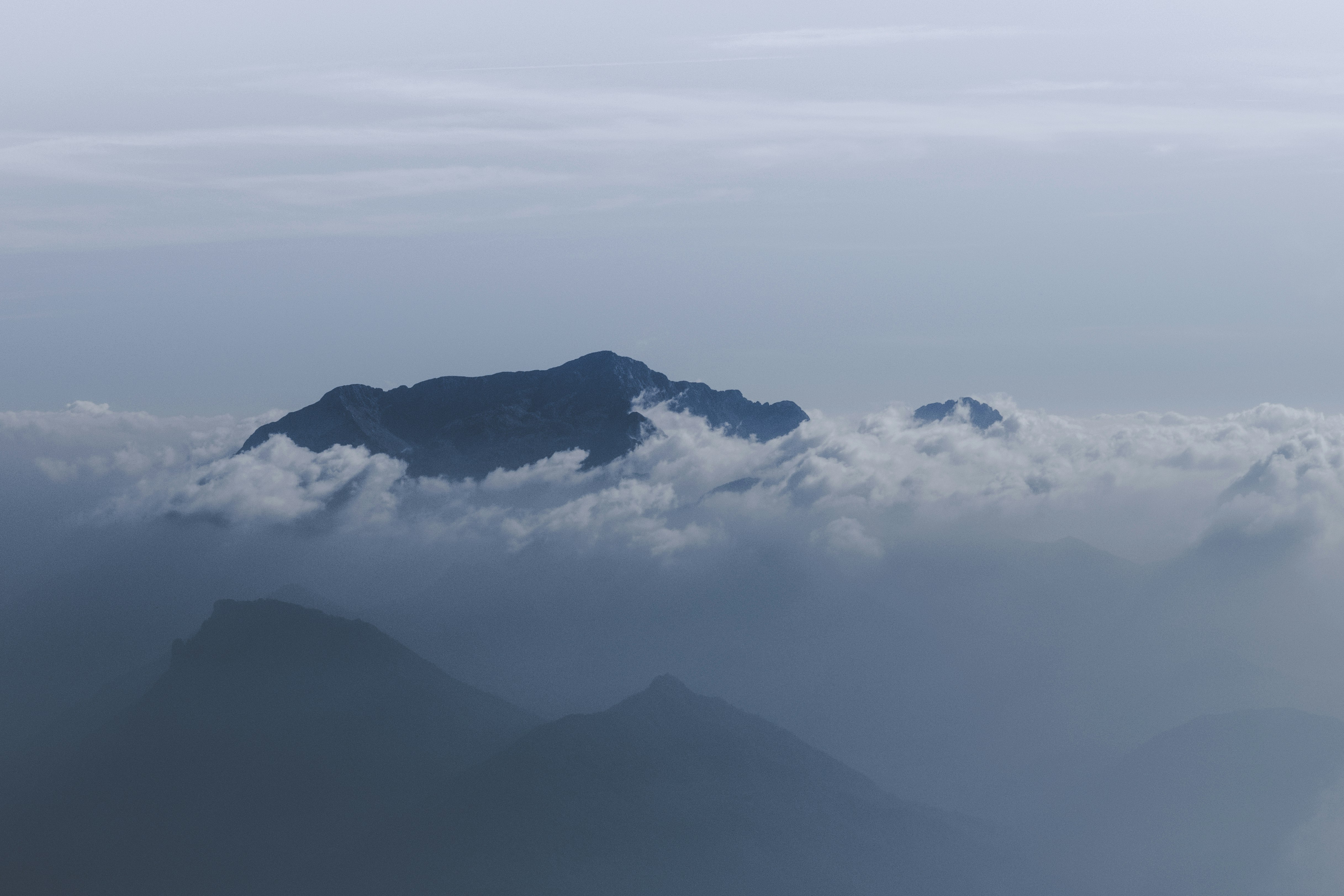 mountain covered with clouds